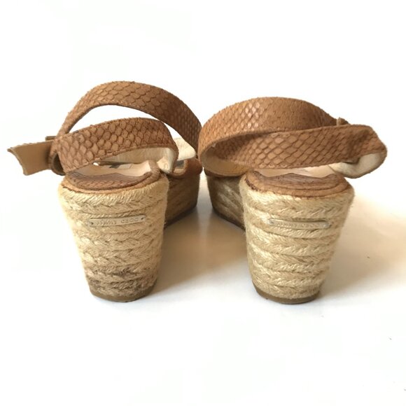 Jimmy Choo Phoenix Wedge Espadrilles Sandals Womens 40 9 Brown Python Leather - Picture 9 of 12